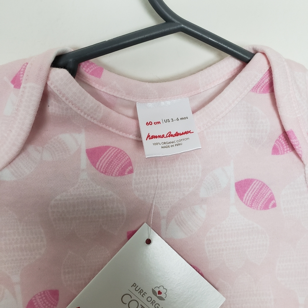 Hanna Andersson Organic Cotton Pink Tulip Print One Piece Bodysuit 60cm 3-6 mo - Picture 3 of 6